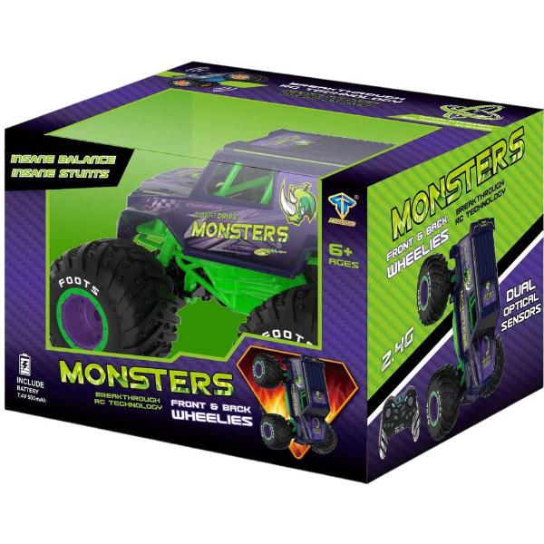 Runion - Monster Stunting Car With Gyroscope 1:10 - Dark Blue & Green