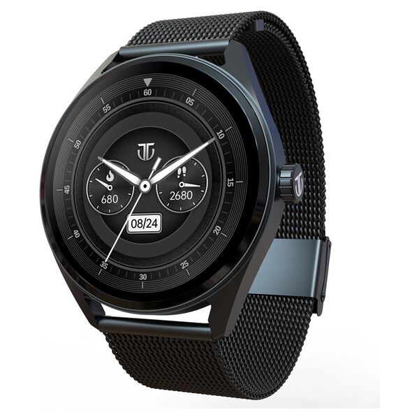 Titan Crest 3.63 cm AMOLED AOD BT Calling Functional Crown Black Mesh Strap - Black (Bundle Offer)