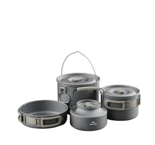 Naturehike Wild Trekkin Aluminium Alloy Pot Set - Dark Grey (4pcs)