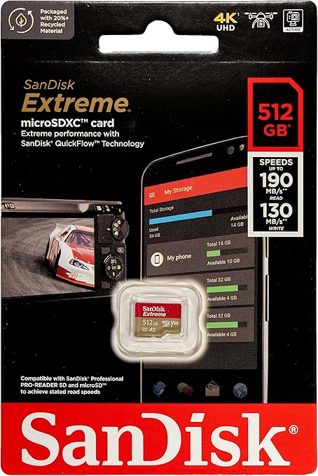 Sandisk Extreme Pro Micro Sd Card 512 Gb For Drones/Cameras/Phones 619659188566
