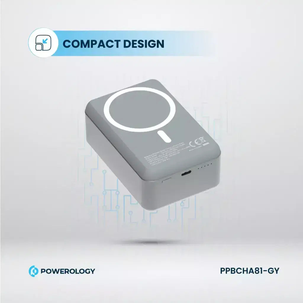 Powerology 30000Mah Magsafe Aluminum Power Bankdark Grey