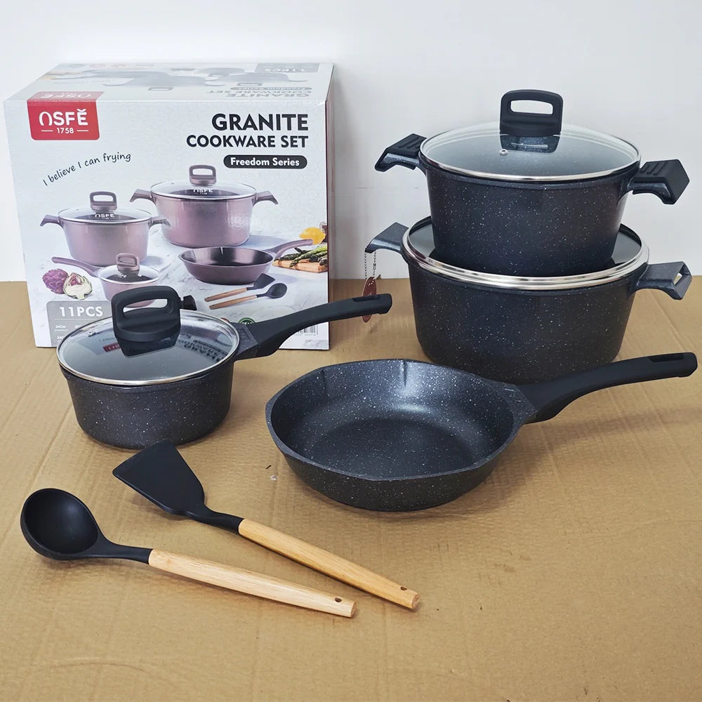 OSFE-11PCSGranite Cookware Set- GR11-DGY