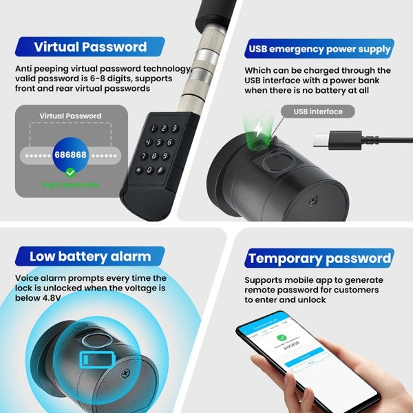 Smart Cylinder Lock For Wooden Doors