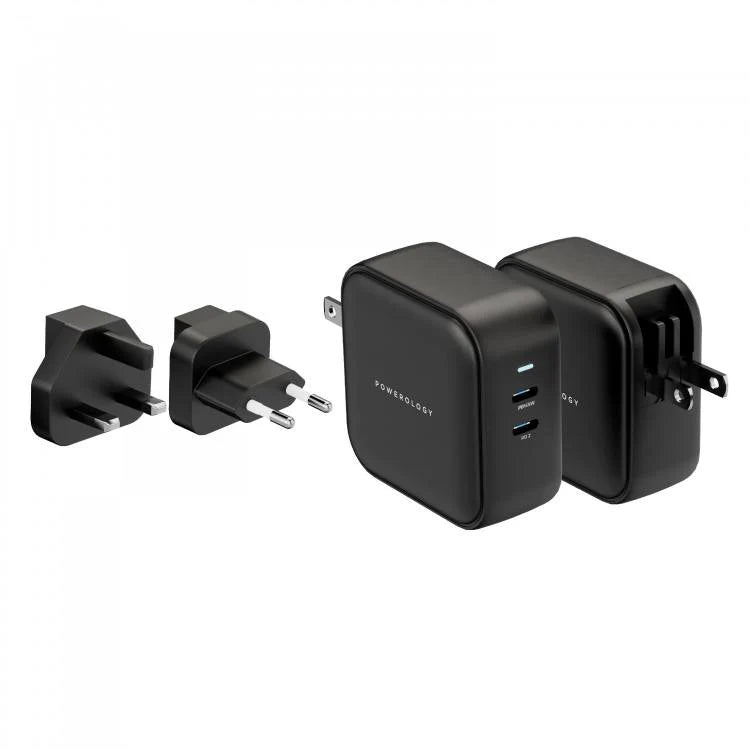 Powerology 65W Dual Pd Port World Travel Kit Black