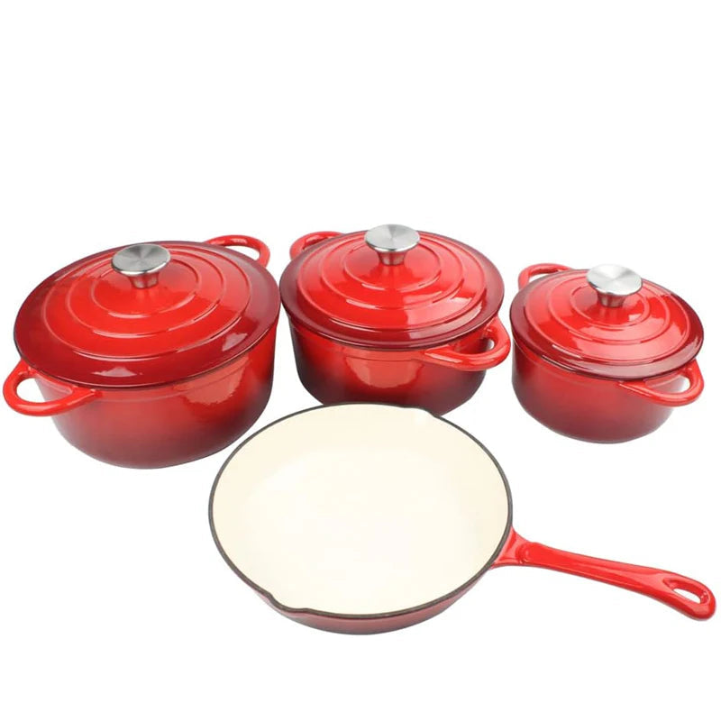 OSFE-7PCS Cast Iron Cookware Set-CI7-RED