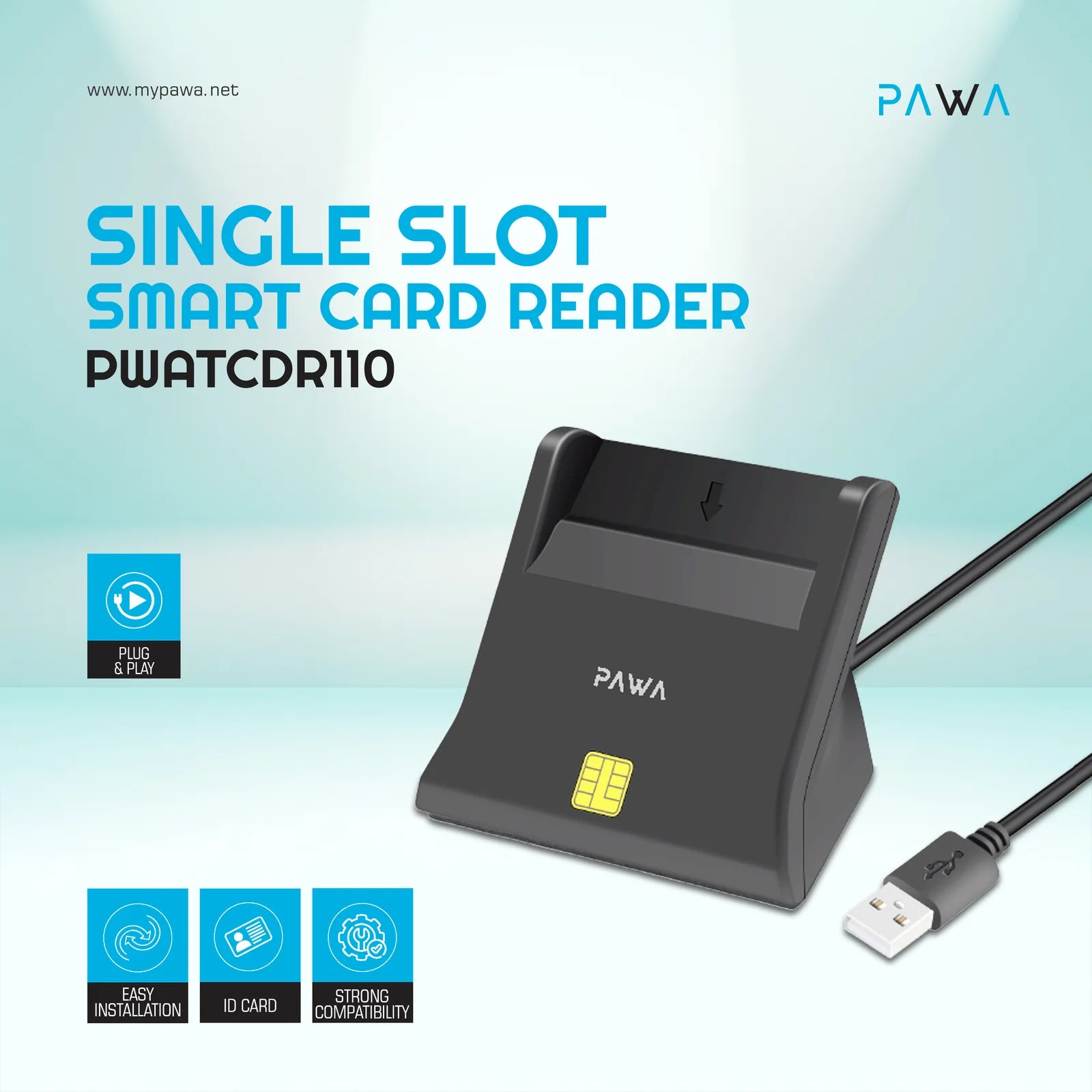 Pawa Single Slot Smart Card Reader