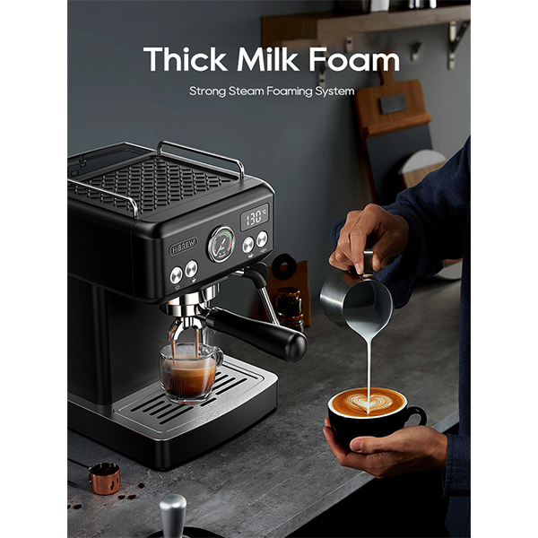 HiBREW Semi Automatic Espresso Coffee Machine Temperature Adjustable H10A - Black
