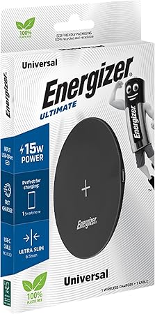 Energizer 15W Ultra Slim Wireless Charging Pad/ Cable Included/ Black