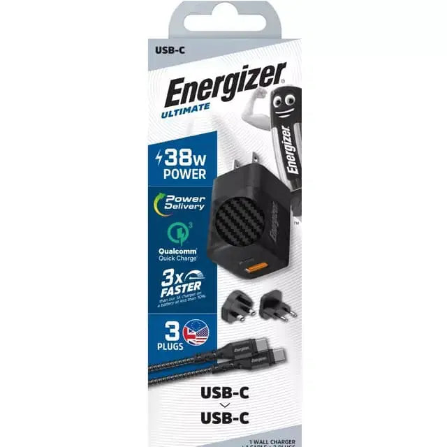 Energizer - Wall Charger 38W Pd Qc3.0 Multi+Usbc-C/C Cable - Black