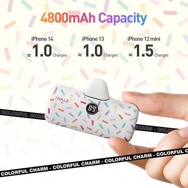 iWalk Linkme Pro Fast Charge Pocket Battery Lightning 4800 mAh White Ribbon