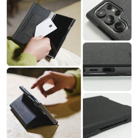 Araree Bonnet Dairy Stand Wallet Case لـ Galaxy S24 Ultra Black - TFXS