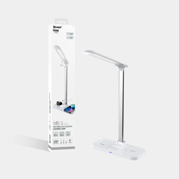 XPOWER WDL5 4 In 1 15W Wireless Charging LED Desk Lamp - White