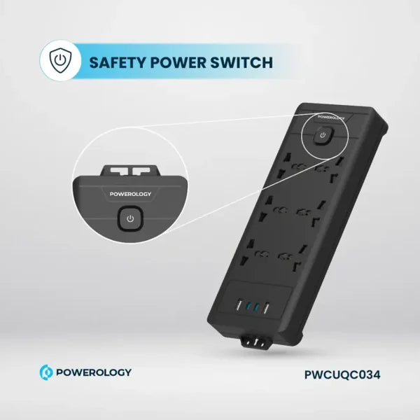 Powerology 6Ac 2500W Power Strip Black