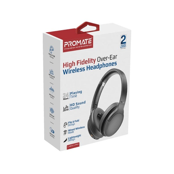 Promate LaBoca-Pro High Fidelity Over-Ear Wireless Headphones - Black