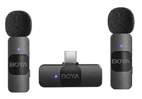 Boya Ultra Compact 2.4GHz Wireless Microphone with Dual Transmitter For USB-C (BY-V20)-XY7F