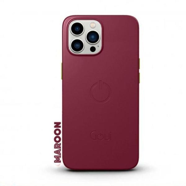 Goui iPhone 15Pro  case with magnetic Bars Maroon Red