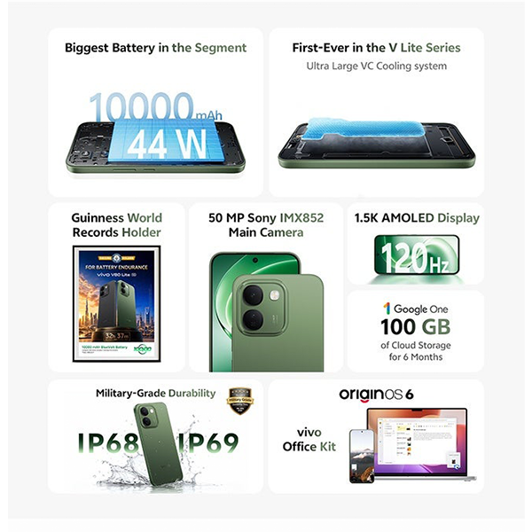 vivo V80 Lite AI Dual SIM 5G 8GB | 256GB - Green