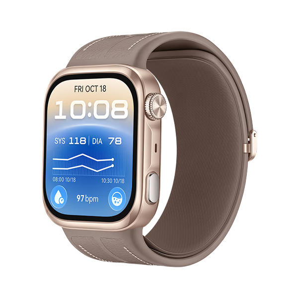 ساعة Huawei Watch D3 الذكية مع مراقبة ضغط الدم - Mocha Gold 