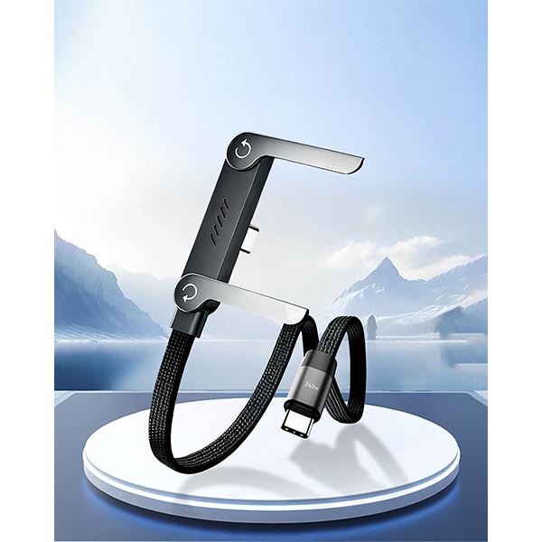 iEngage T-Angled 240W 2-In-1 USB-C Cable With Phone Stand Bracket