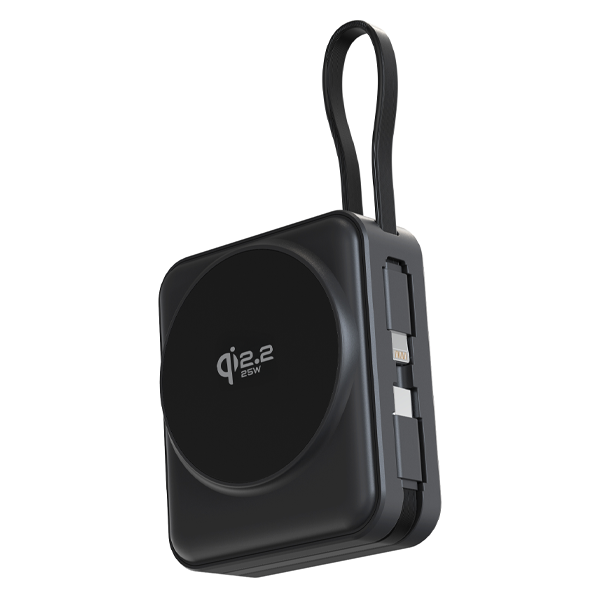 iEngage 10000mAh Semi Solid Battery Qi2.2 Magsafe Powerbank with Built-In Cables