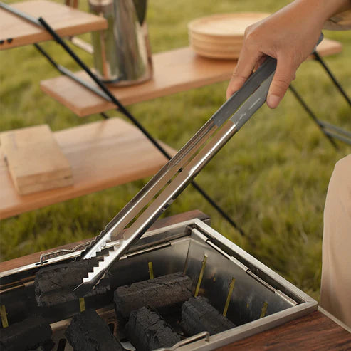 مجموعة أدوات الشواء المكونة من أربع قطع - الخشب + الفولاذ المقاوم للصدأ