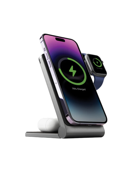 Energea Magtrio 3in1 Foldable Magnetic Fast Wireless Charger Gunmetal-PLP9