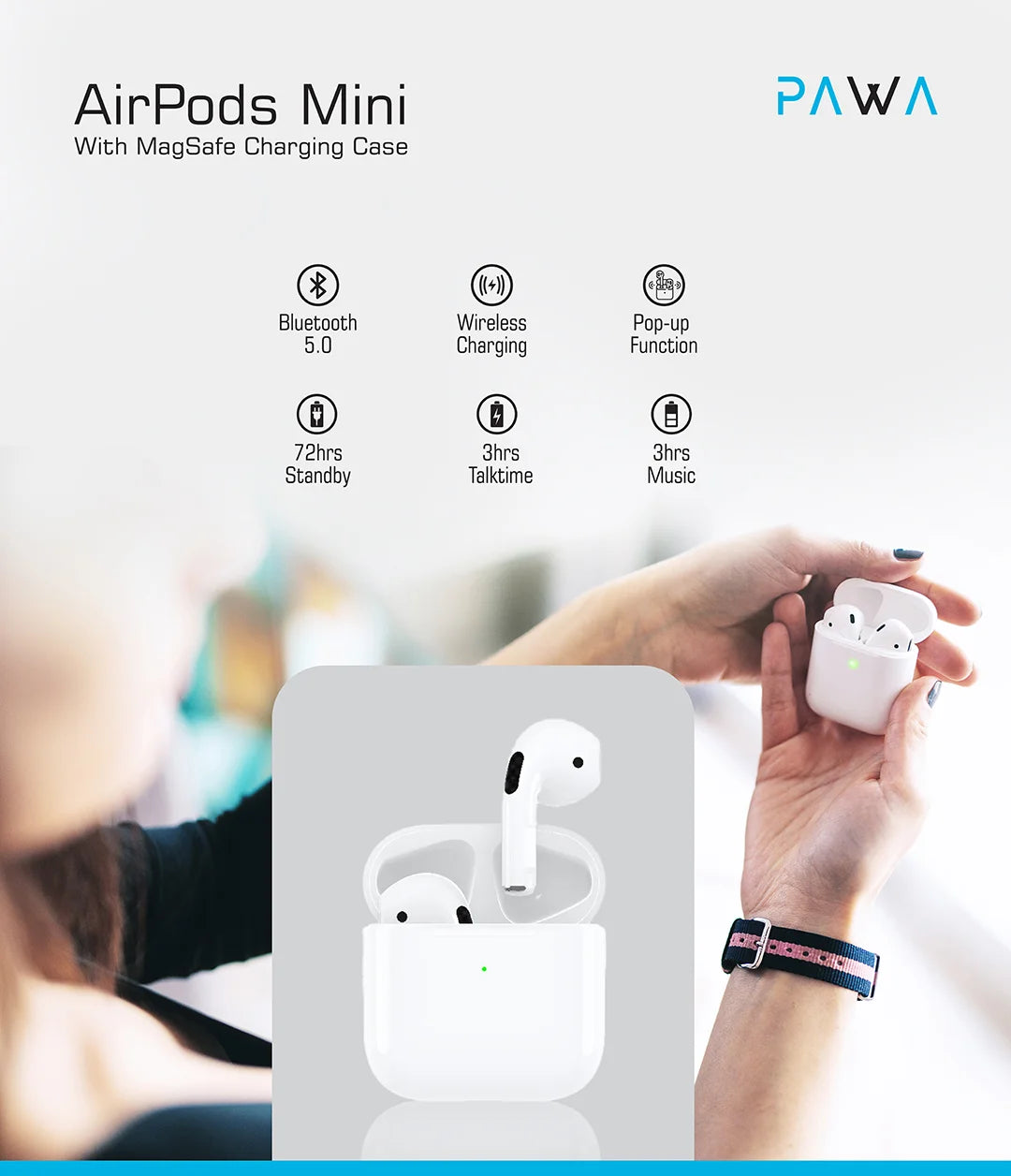 Pawa Earbuds Mini With Magsafe charging case