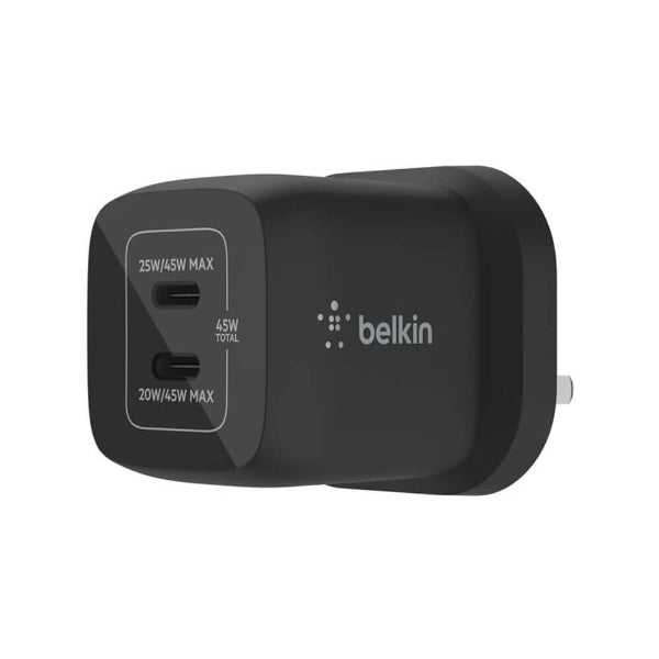 Belkin Dualusb-C Gan Wall Charger With Pps 45W Black