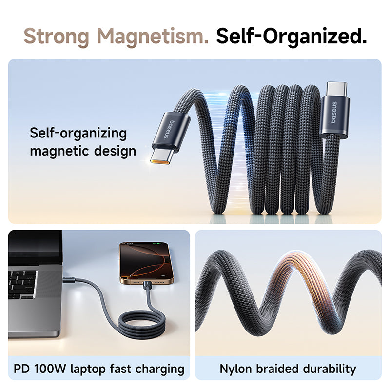 Baseus Dynamic 4 Pro Magnetic Fast Charging Cable USB-C to USB-C 100W 1m - Black