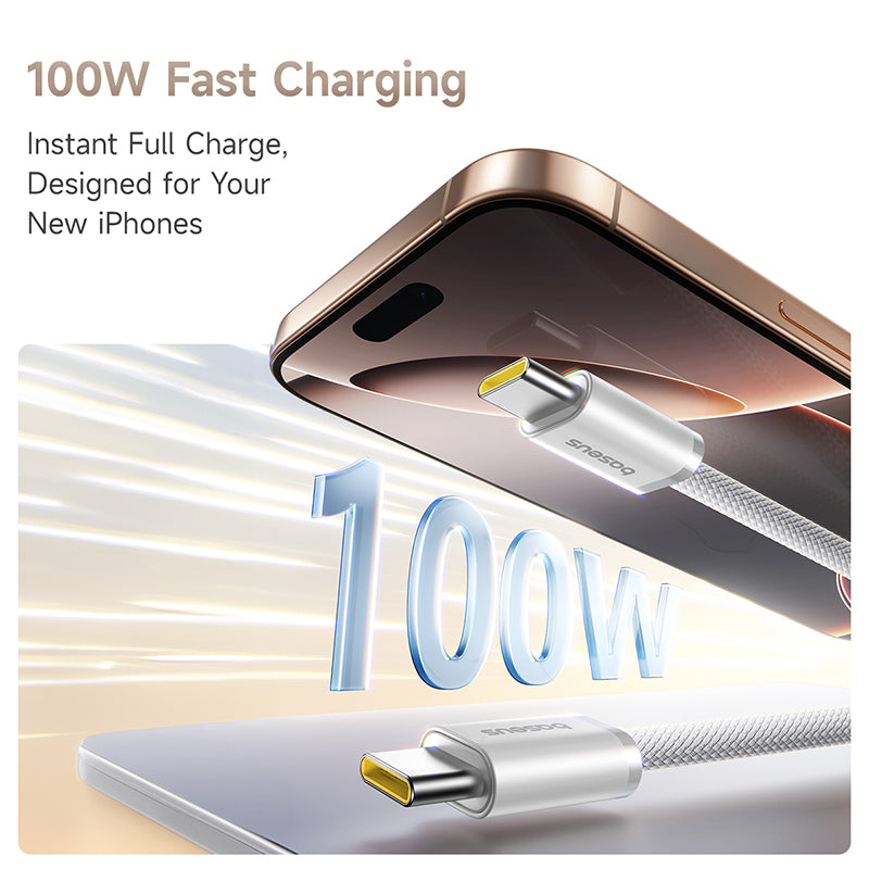 Baseus Dynamic 4 Pro Magnetic Fast Charging Cable USB-C to USB-C 100W 1m - White