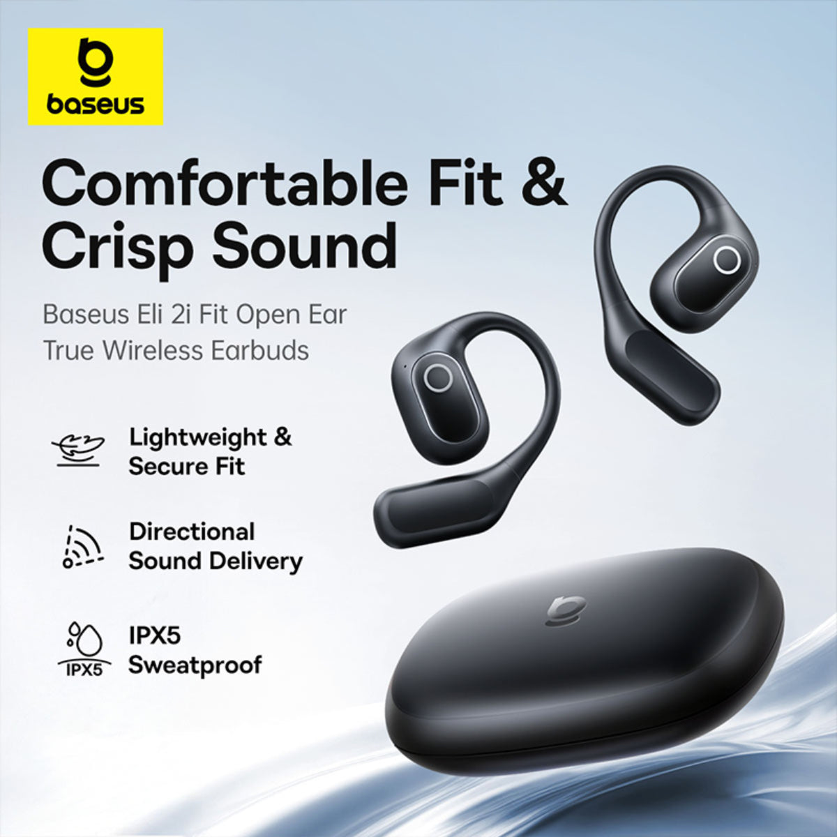 Baseus Eli 2i Fit Open-Ear True Wireless Earbuds - Cosmic Black