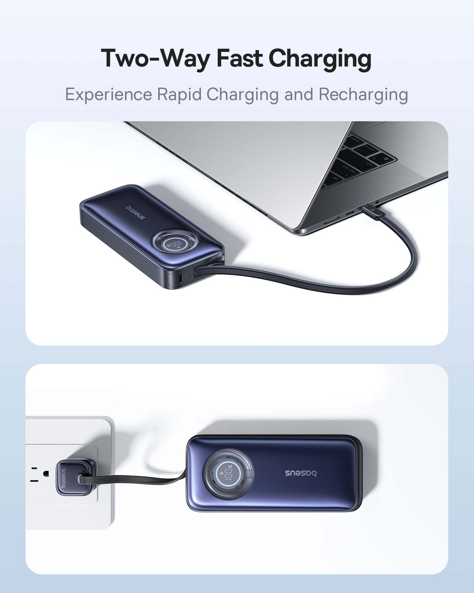 Baseus EnerCore CR11 Power Bank with Retractable Cable 20000mAh 100W - Cosmic Black