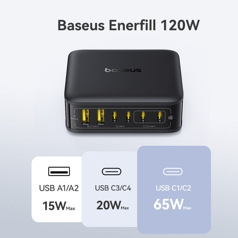 Baseus EnerFill FH21 Desktop Charging Station 4C+2U 120W - Cosmic Black