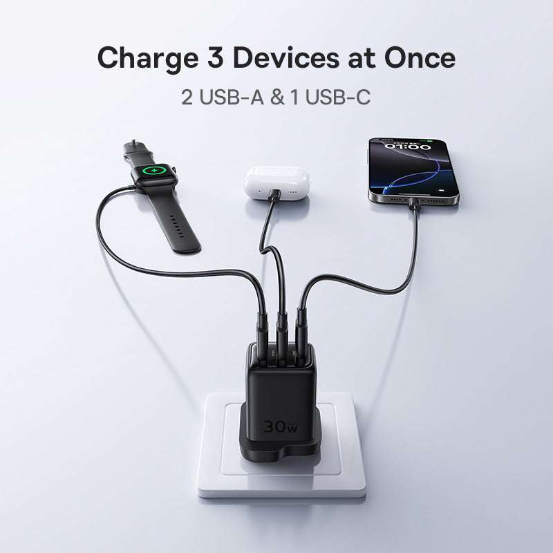 Baseus EnerFill FN11 Fast Charger 2U+C 30W - Cosmic Black