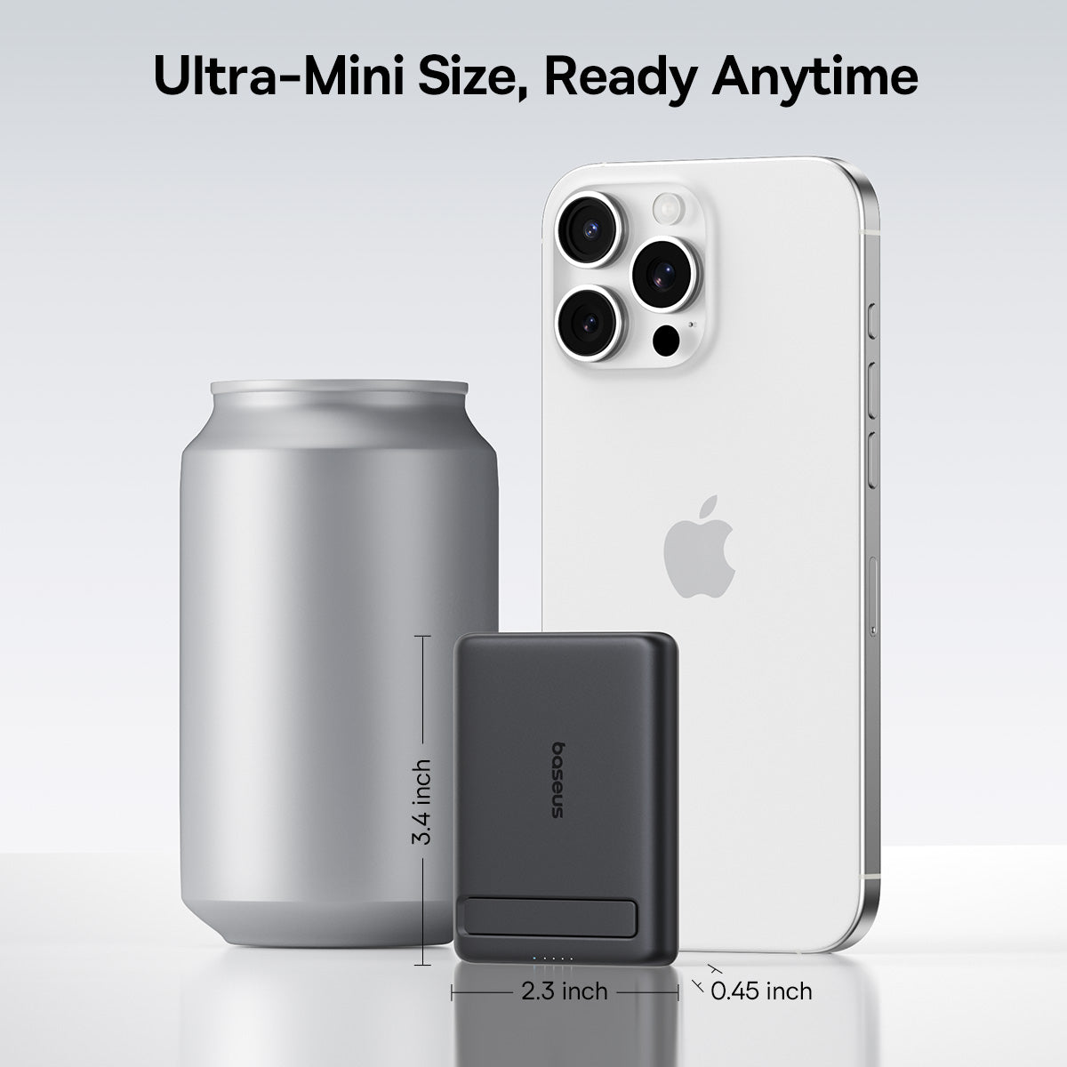 Baseus PicoGo AM31 Qi2 Ultra-Mini Magnetic Power Bank with Kickstand 5000mAh 20W - Cosmic Black