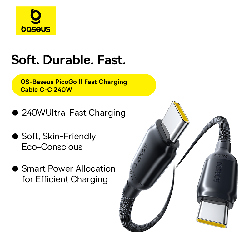 Baseus PicoGo - Ultra Fast Charging Cable USB-C to USB-C 240W 2m - Black