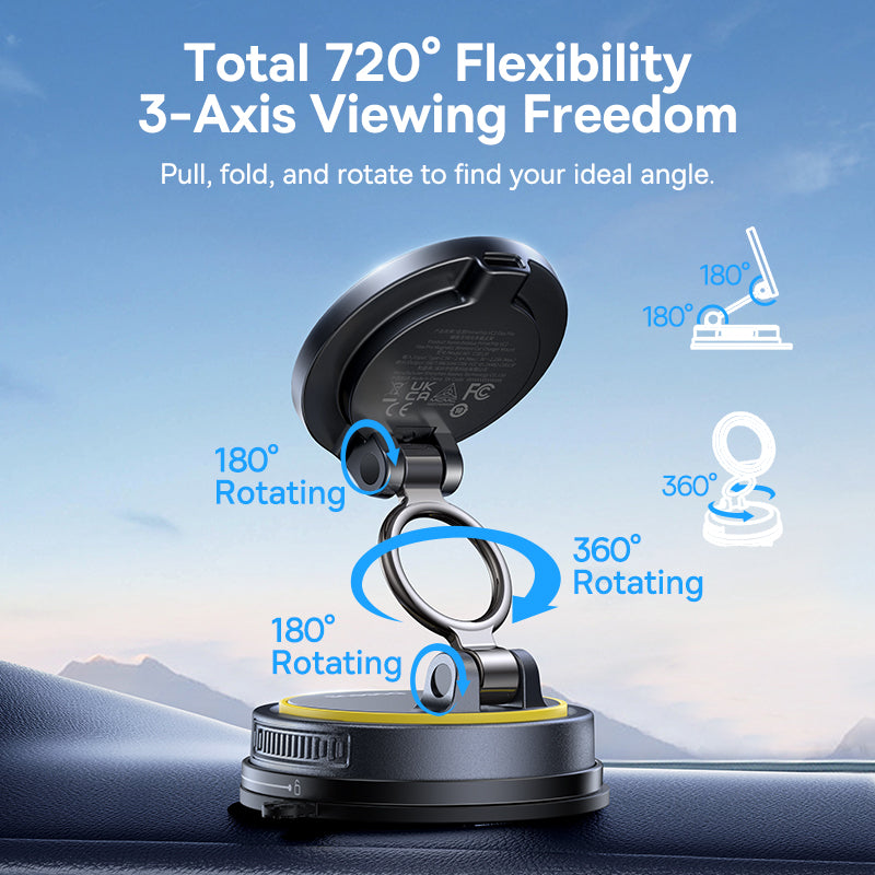 Baseus PrimeTrip VC2 Flex Pro Magnetic Wireless Car Charger Mount Suction Cup Version - Cosmic Black