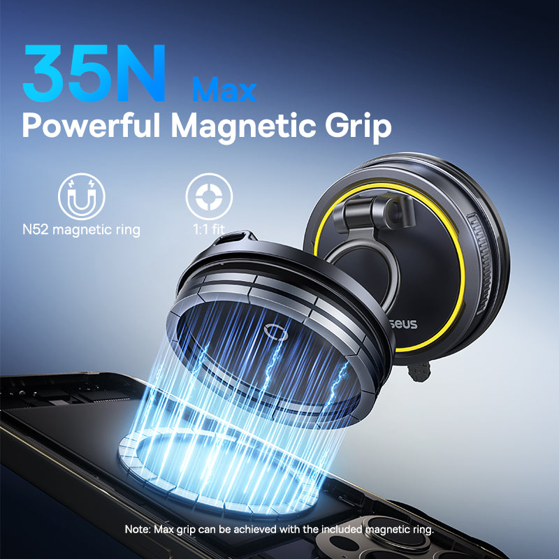 Baseus PrimeTrip VC2 Flex Pro Magnetic Wireless Car Charger Mount Suction Cup Version - Cosmic Black