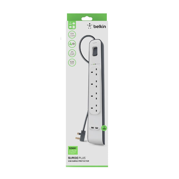 Belkin Surge 4 Outlet -2Usb 2.4A (Bsv401Af2M)