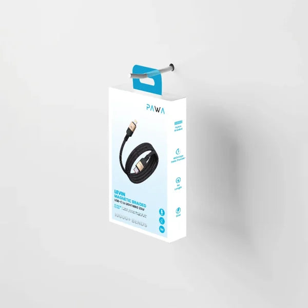 Pawa Levin Magnetic Braided USB-C To Lightning Cable 1M 30W - Desert Black