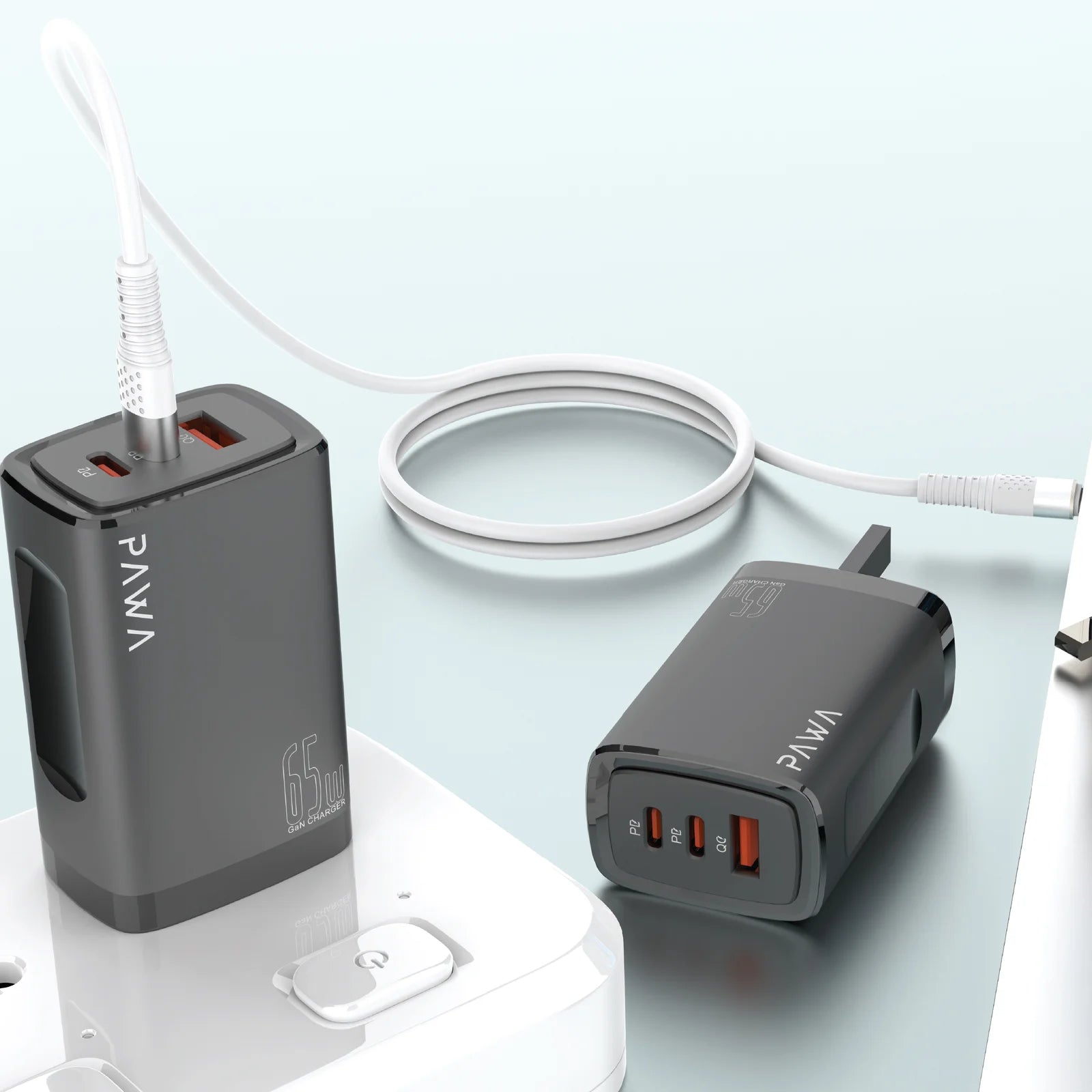 Pawa solid charger PD+QC Port 65W GaN.