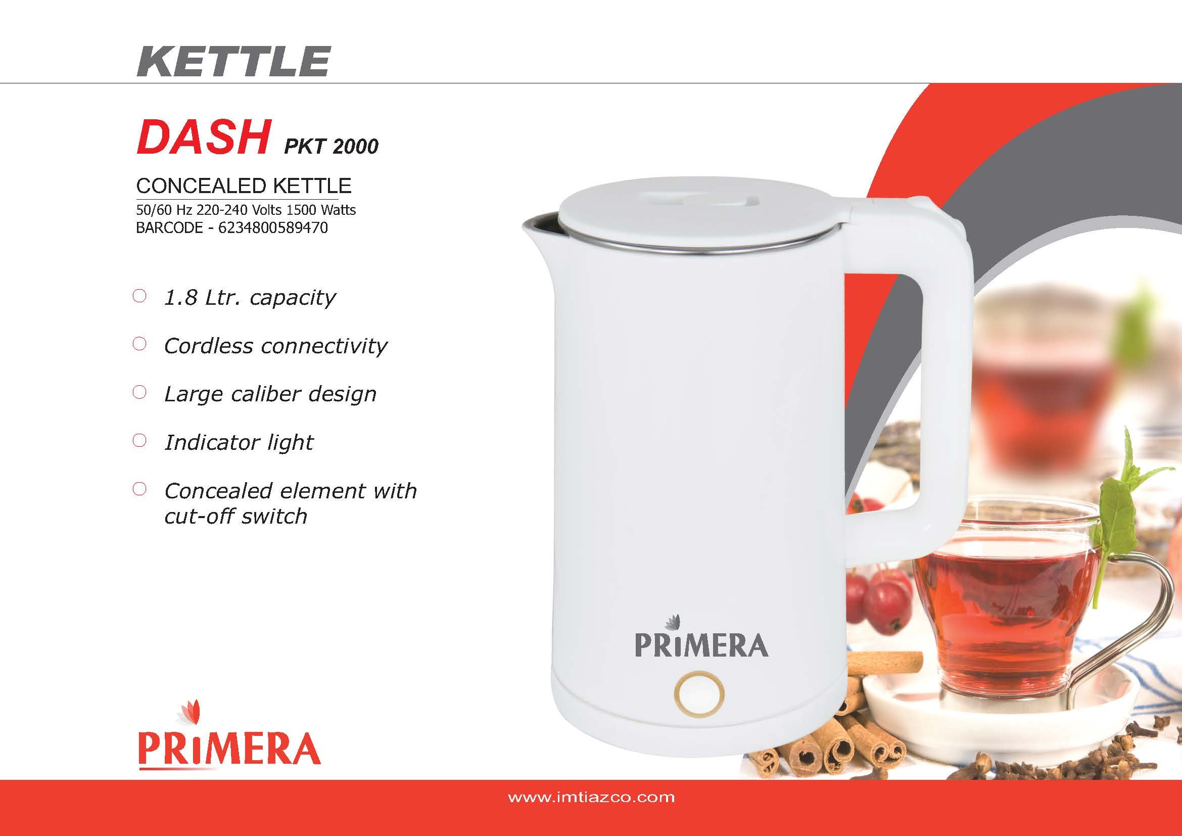 Primera Dash concealed Kettle  1.8L (PKT 2000)