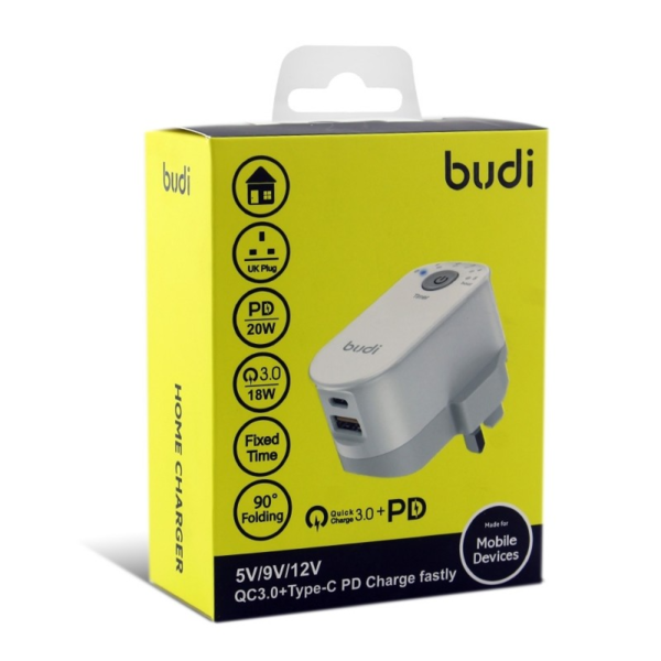 Budi 20W Timer Home Charger (USB-C + USB-A)