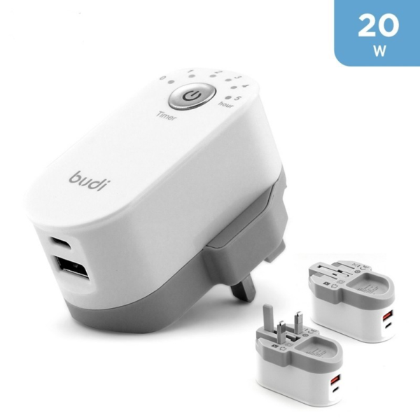 Budi 20W Timer Home Charger (USB-C + USB-A)