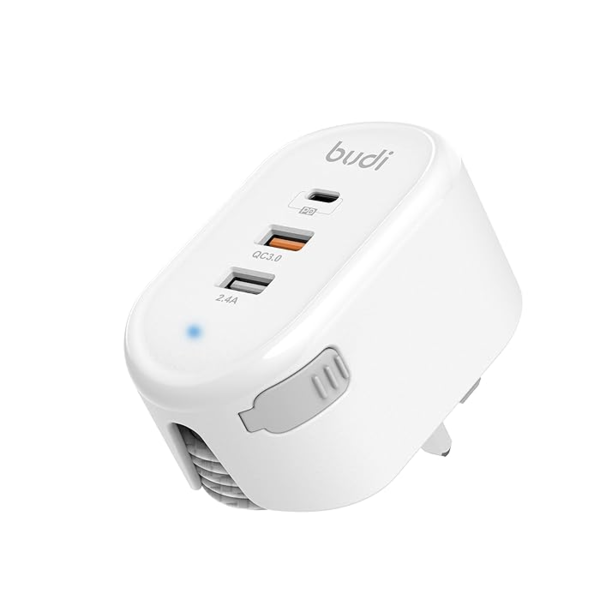 Budi 32W Power Hub W/ Dual USB-A /USB-C Ports & Retractable Cables