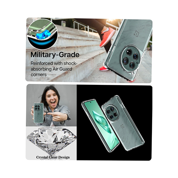 حافظة صلبة شفافة من الدرجة العسكرية لجهاز OnePlus 12 