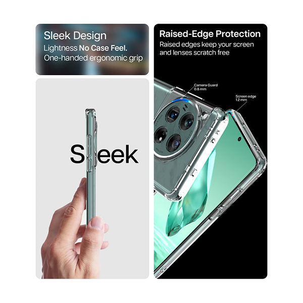 حافظة صلبة شفافة من الدرجة العسكرية لجهاز OnePlus 12 