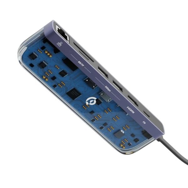 Powerology 7In1 Usb-C Multi Hub Crystalline Series Transparent