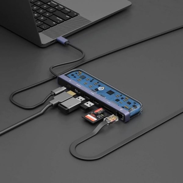 Powerology 7In1 Usb-C Multi Hub Crystalline Series Transparent