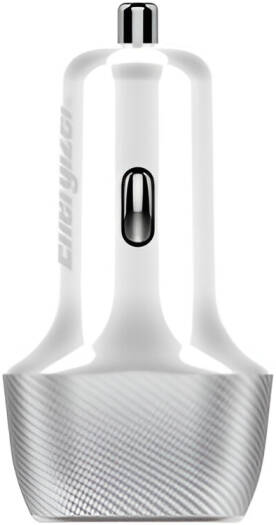 Energizer 38W Car Charger/ PD-QC/ Output - 1 x USB-C & 1 x USB-A/ White-Silver